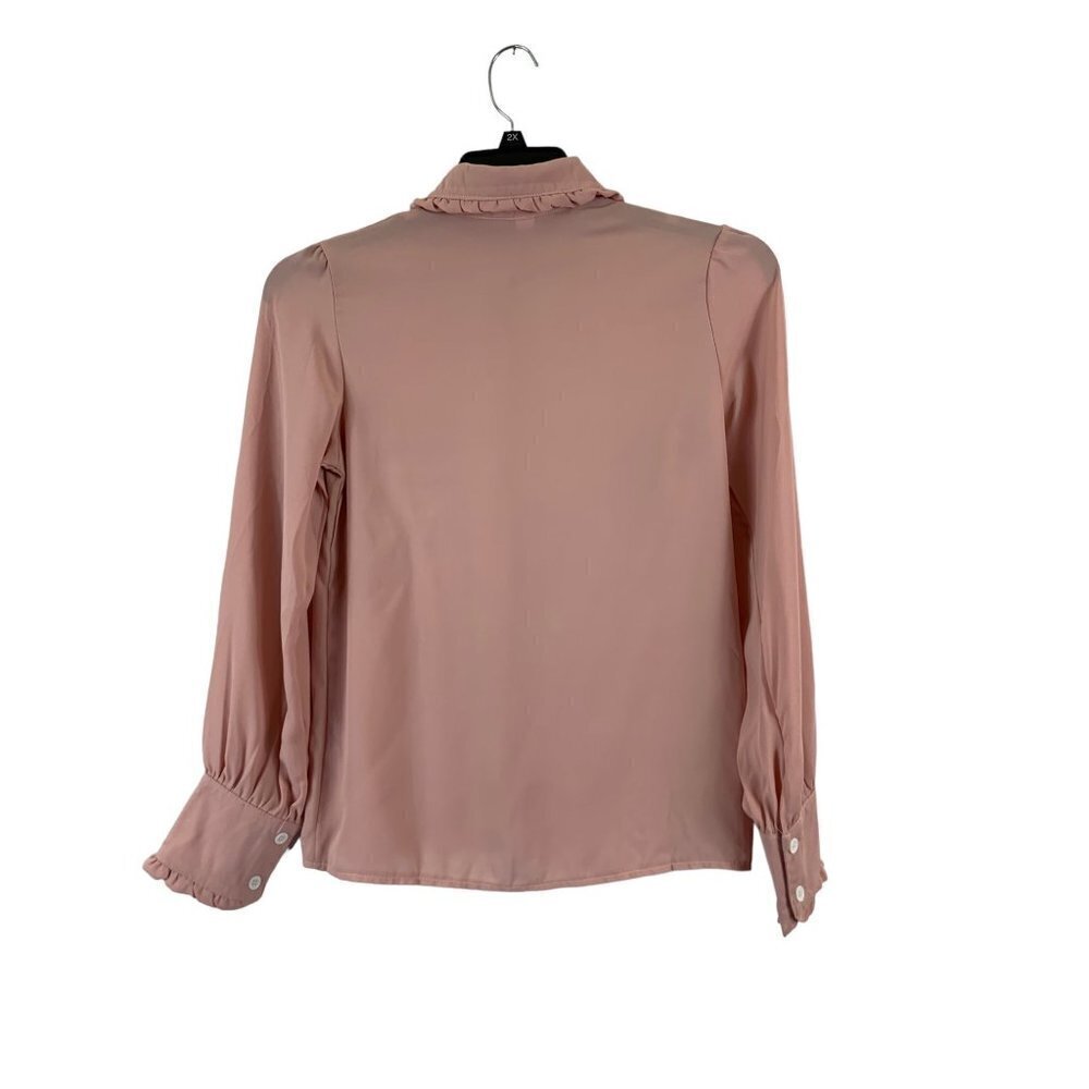 Women's Rose Pink Long Sleeve Shear Blouse - Picture 2 of 6